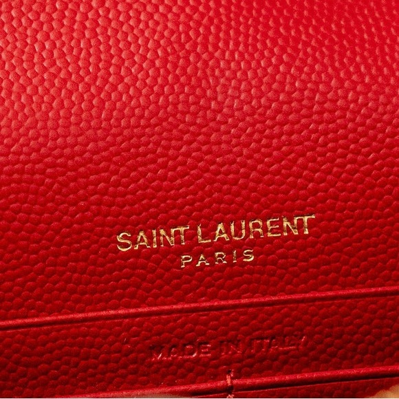Yves Saint Laurent Red Chevron Leather Clutch - Picture 6 of 9